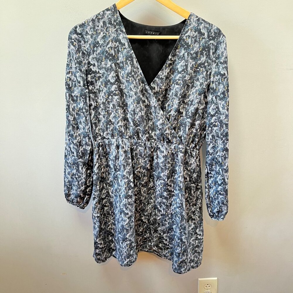Theory Liev‎ Gray Printed Caligula Silk Dress Size M